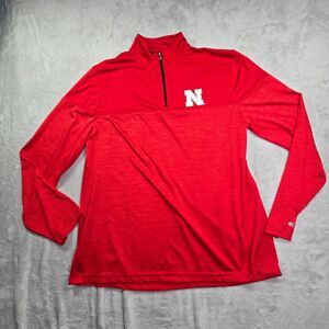 Colosseum Men's Nebraska Huskers N Quarter-Zip Thin Light Jacket Red L Large